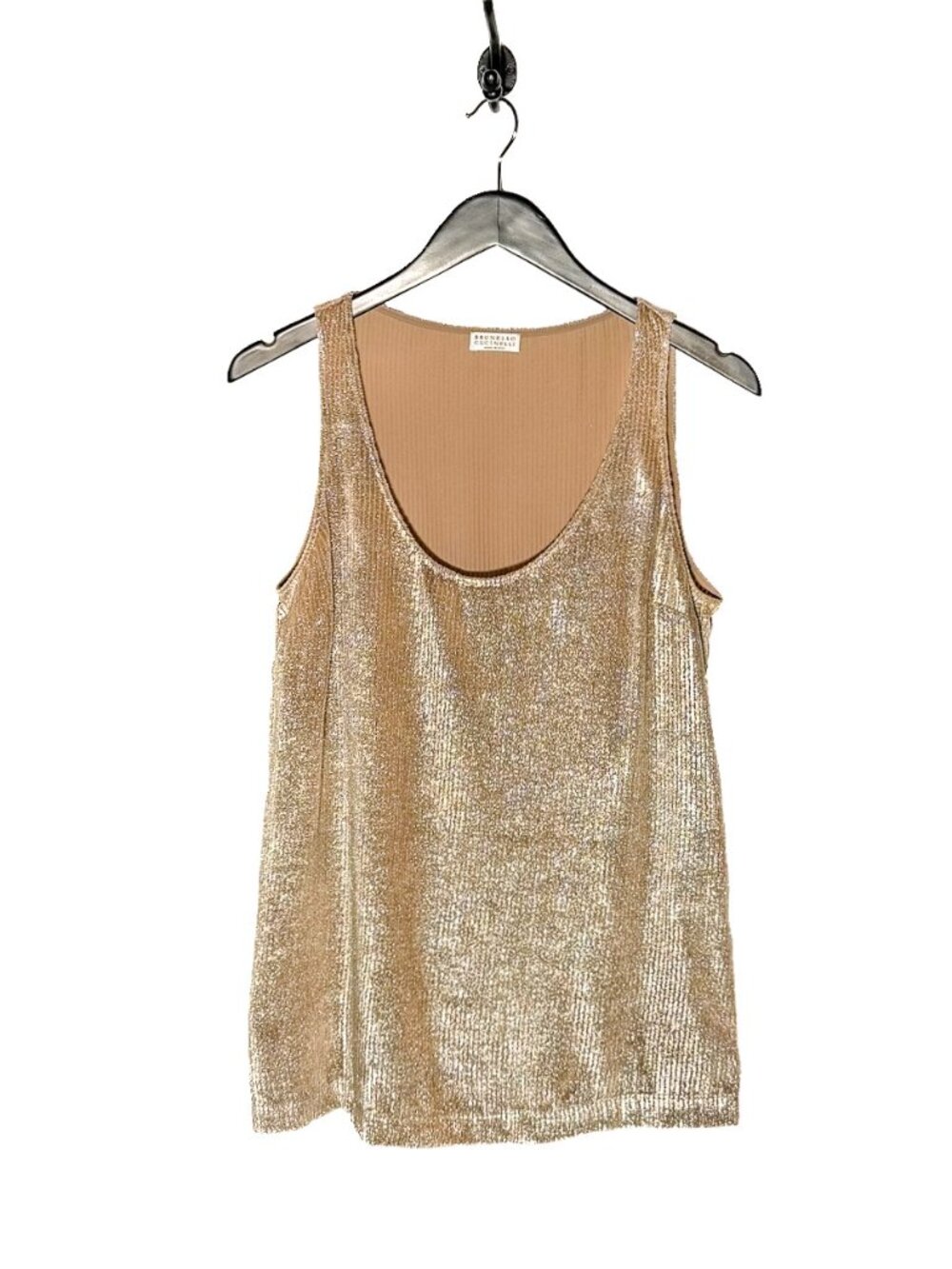 Brunello Cucinelli Metallic Gold Velvet Chenille Tank Top